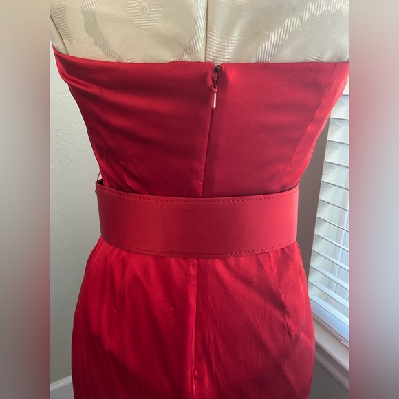 Express Red Silk Strapless Mini Dress with Belt, Size 4 Cocktail Homecoming - Picture 11 of 13